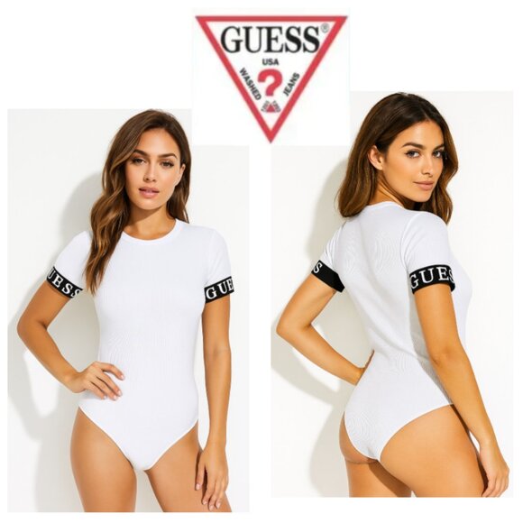 GUESS Logo Tape Cuffs Bodysuit (Size M) - Picture 1 of 14